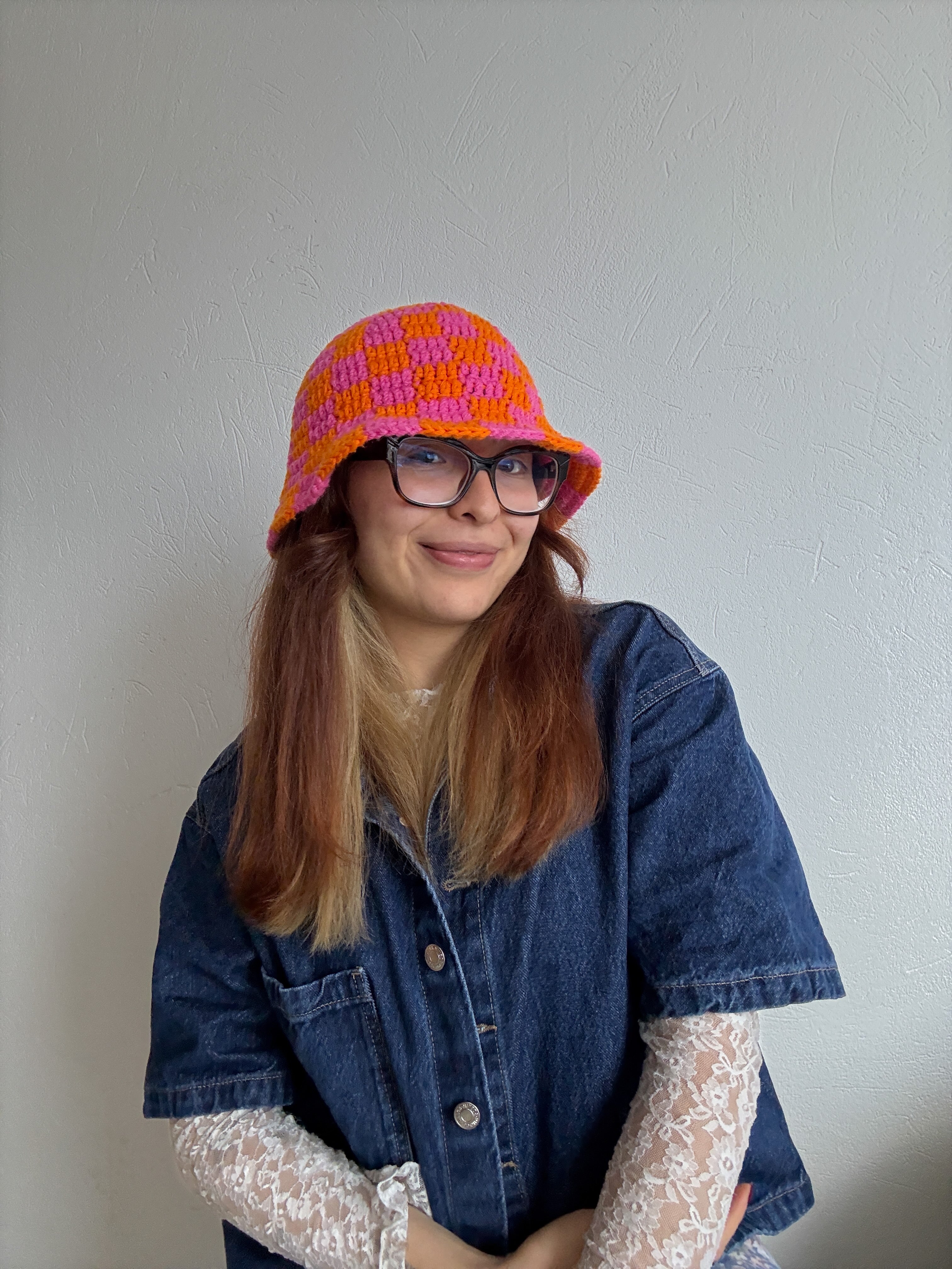 Bucket Hat - Cuadros Naranja